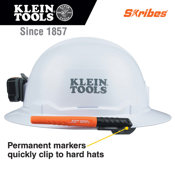 Klein Tools 861014 Skribes™ Fine Tip Permanent Markers hard hat clip