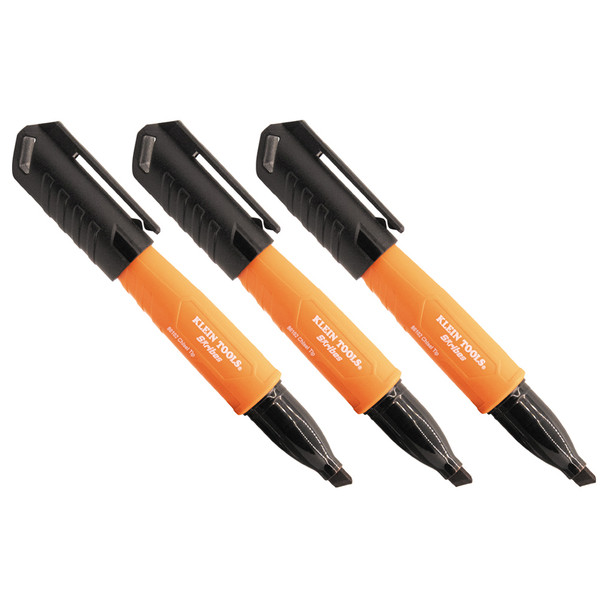 Klein Tools 861023 Skribes™ Chisel Tip Permanent Markers, Black, 3-Pack