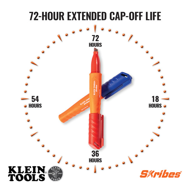 Klein Tools 861023 Skribes™ Chisel Tip Permanent Markers 72 hours cap off time