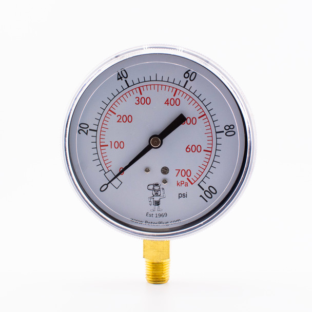 Pete's Plug #15004 Replacement Pressure Gauge, 0-100 PSI, 3.5" Dial, 1/4" NPT main view