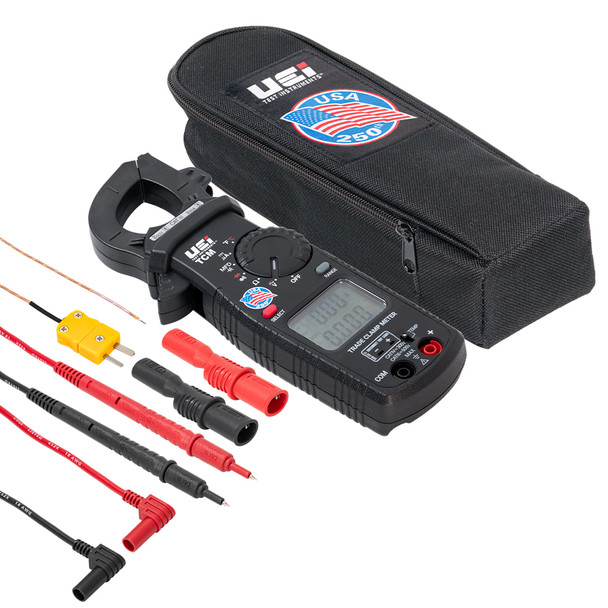 UEi TCM HVAC/R Trade Clamp Meter with included accessories