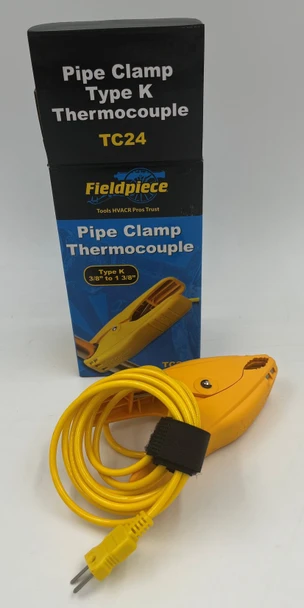 USED-Fieldpiece TC24 Wired Pipe Clamp Thermocouple Probe, K-Type, 3/8" to 1-3/8"Jaw Opening