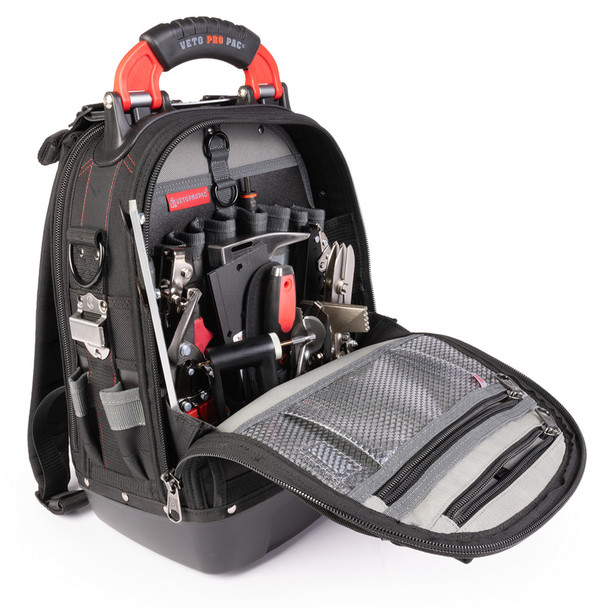 Malco HVAC Pro Install Tool Kit with Veto TECH PAC Backpack side view open