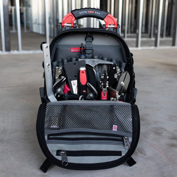 Malco HVAC Pro Install Tool Kit with Veto TECH PAC Backpack on floor open