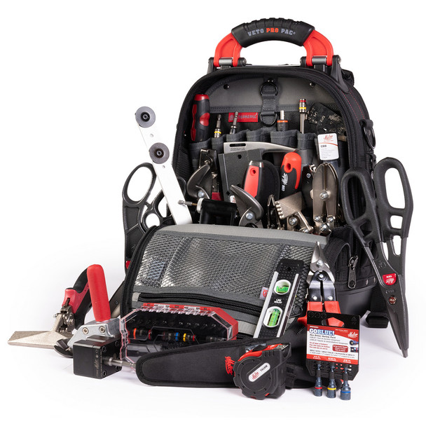 Malco HVAC Pro Ultimate Install & Service Tool Kit with Veto TECH PAC Backpack angle view open