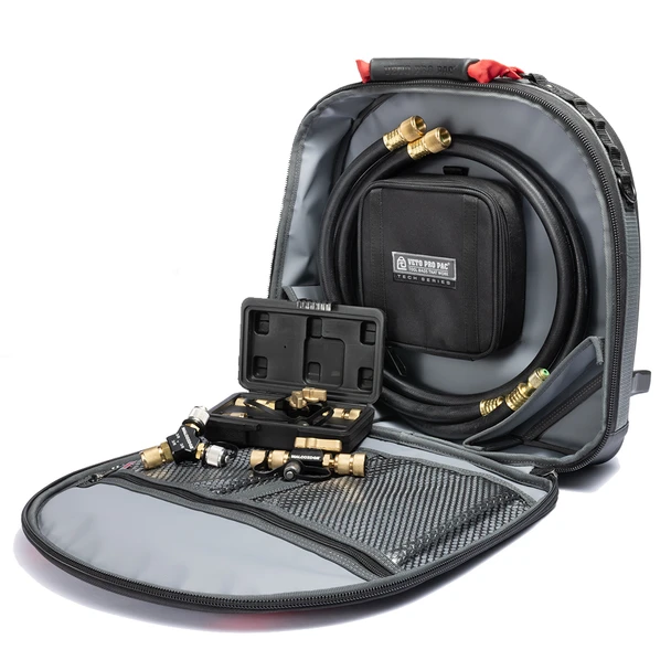 MalcoEdge HHK2 Turboflow Dual Vacuum Kit with Veto Hose Hauler Bag open view
