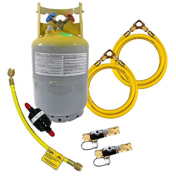 TruTech Tools Fast Recovery Accessory Kit with Cylinder, Core Tools, Hoses, and Filter Drier