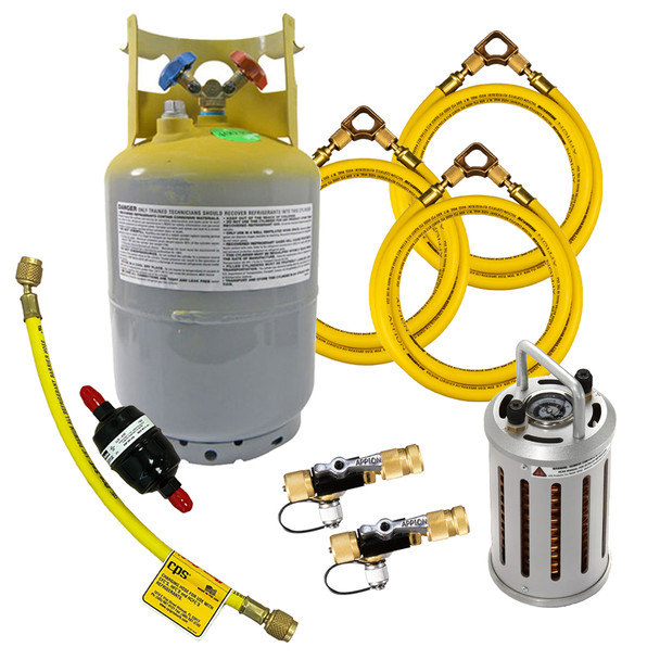 TruTech Tools Fast Recovery Accessory Kit with Cylinder, Sub-Cooler, Core Tools, Hoses, and Filter Drier