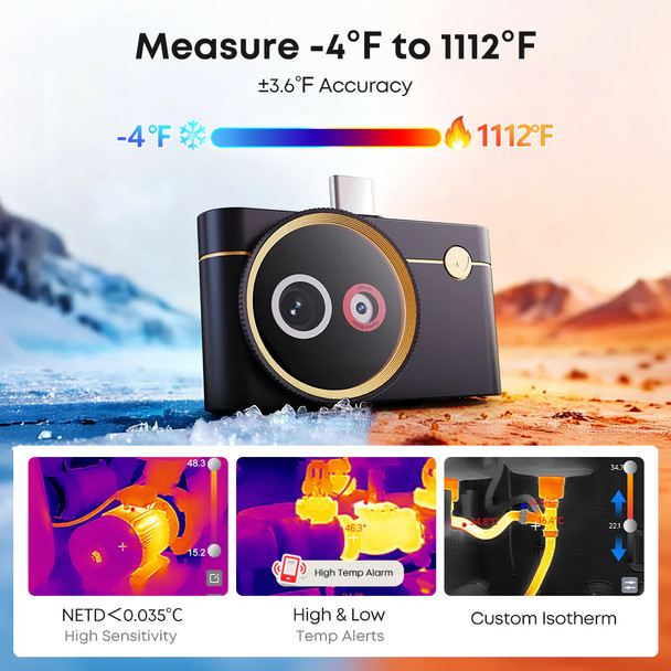 Thermal Master P4 AI Dual Lens Thermal Imaging Camera temp range