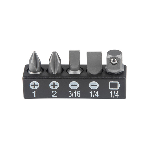Klein Tools 65200 Slim Profile Mini Ratchet Set bit holder with 5 bits