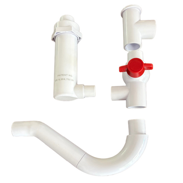 CoolAir CPT-150: sifón en P de combate personalizable, sin montar para permitir una configuración a medida