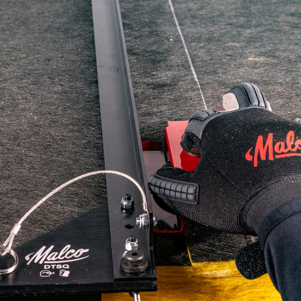 Malco DTSQ Duct Board Square in use with duct board cutter