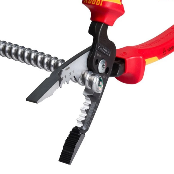 KNIPEX 8" 1000V Insulated Forged Wire Stripper cutting metal sheath wire