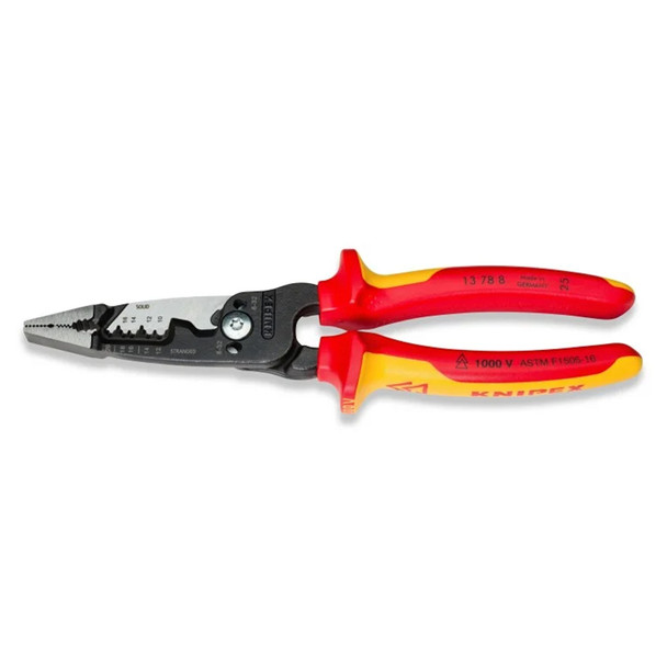 KNIPEX 8" 1000V Insulated Forged Wire Stripper angled view
