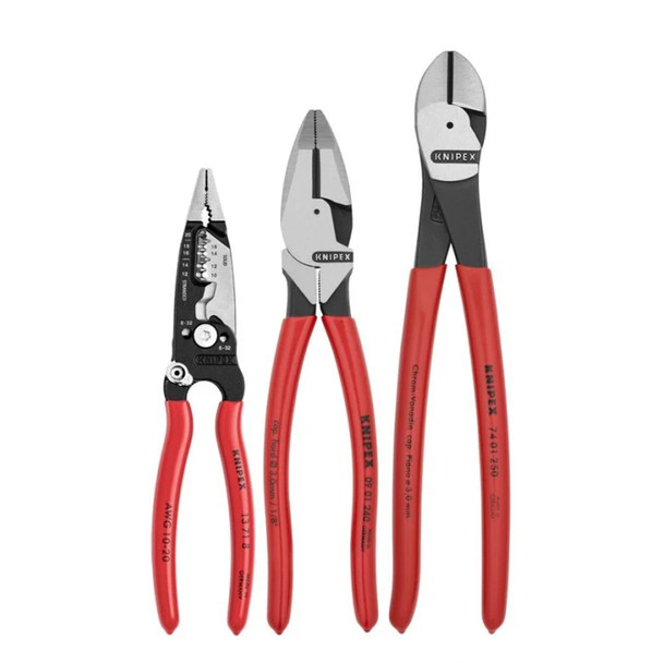 KNIPEX 3 Piece Electrical Pliers Set lined up