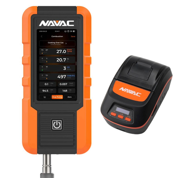 NAVAC NMA1P Smart Combustion Analyzer with Wireless Thermal Printer