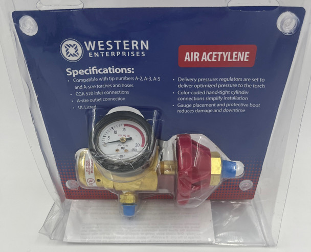 USED Western Enterprises VA-0123B Air Acetylene Regulator, CGA 520 Connection - Like New
