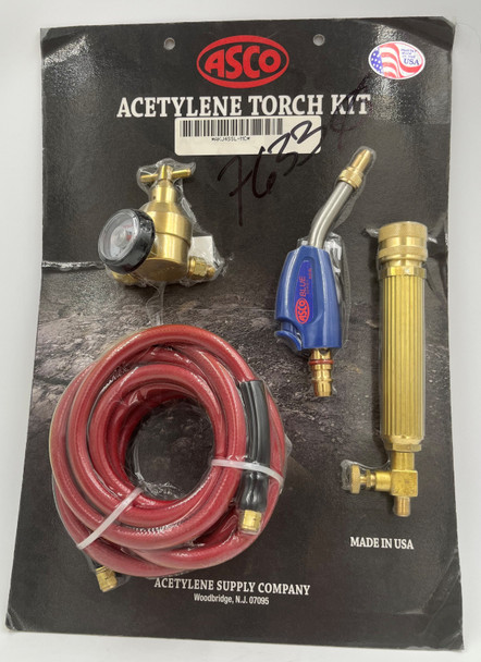 USED ASCO AKJ4SSL-MC ASCO Air Acetylene Self Lighting Torch Kit W/AJ3SL Tip, MC Regulator And Hose - Like New