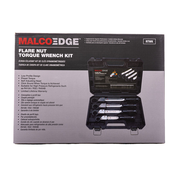 MalcoEdge Flare Nut Ratcheting Torque Wrench Kit packaging