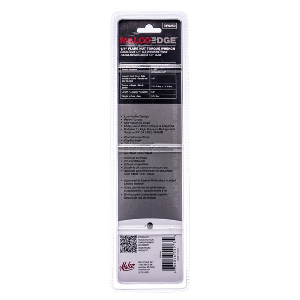 MalcoEdge 1/4" Flare Nut Torque Wrench package back