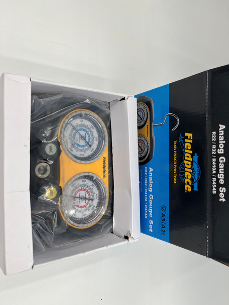 USED Fieldpiece GS422F Analog Gauge Set, 4 Port Manifold for R22, R32, R454B, and R410A - Like New