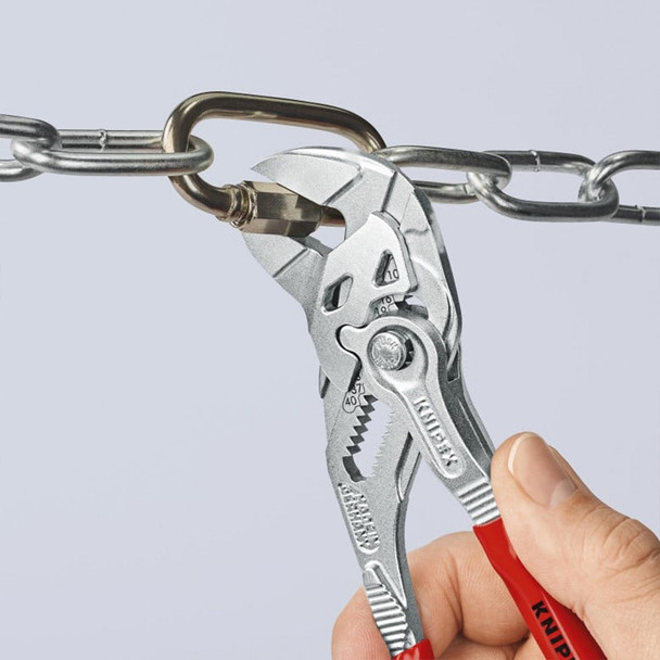 Knipex 12" Chrome-Plated Pliers Wrench in use