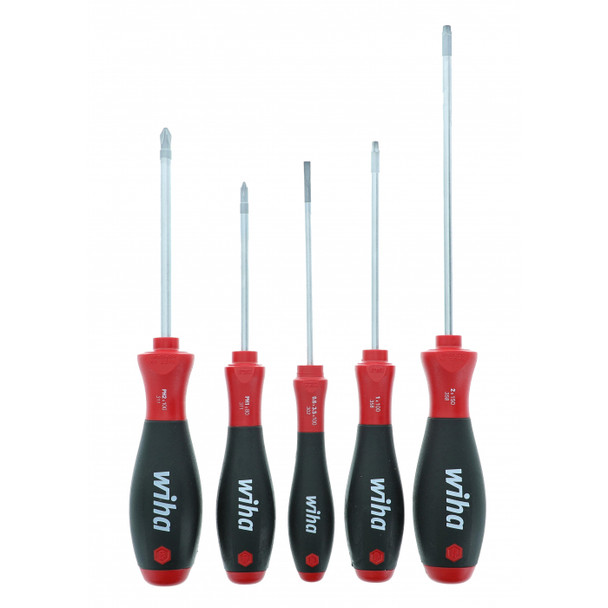 Wiha 30286 5 Piece SoftFinish Slotted, Phillps, and Square Screwdriver Set