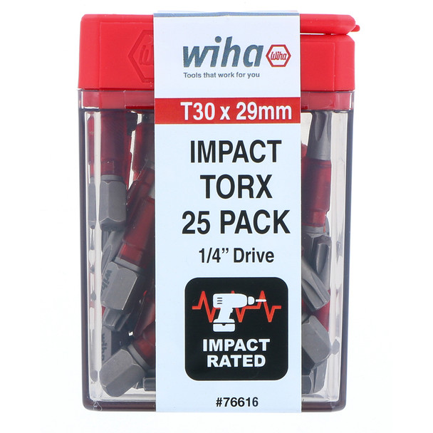 Wiha 76616 Impact Insert Bit TORX T30 - 25 Piece