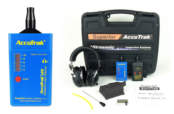 AccuTrak VPE PRO-PLUS Ultrasonic Leak Detector Kit with Contact Probe, Noise Canceling Headphones and Sound Generator