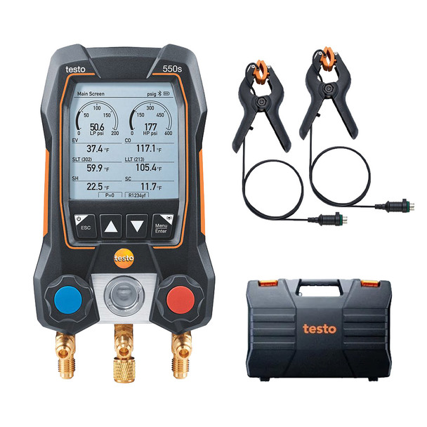 Testo 550s Basic Kit - Smart Digital Manifold with Wired Temperature Probes