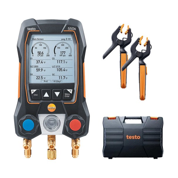 Testo 550s Smart Kit Smart Digital Manifold with Wireless Temperature Probes and case