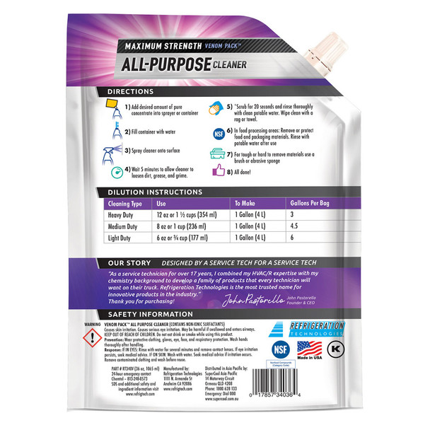 Viper Venom Pack All-Purpose Cleaner back view