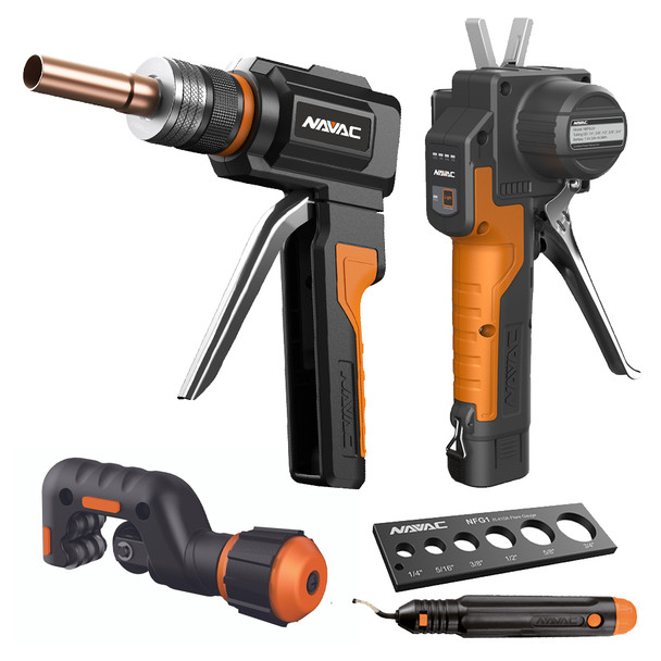 NAVAC Flaring and Swaging Tool Kit with NEF6L2 Flaring Tool, NTE11H2 Swaging Tool, NTC15 Tube cutter, deburrer, and flare gauge