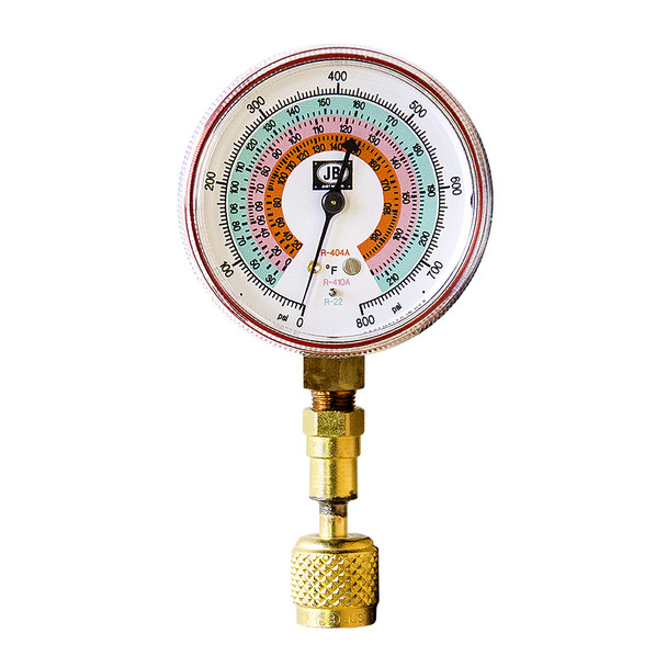 JB QC-G465 Quick Connect 2-1/2" Single Test Gauge Red Pressure High Side - R22, R410A, R404A