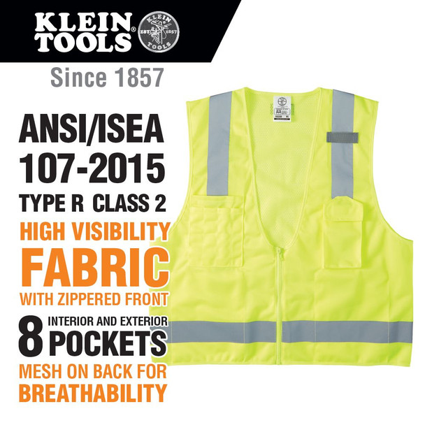 Klein 60269 High-Visibility Reflective Safety Vest M/L