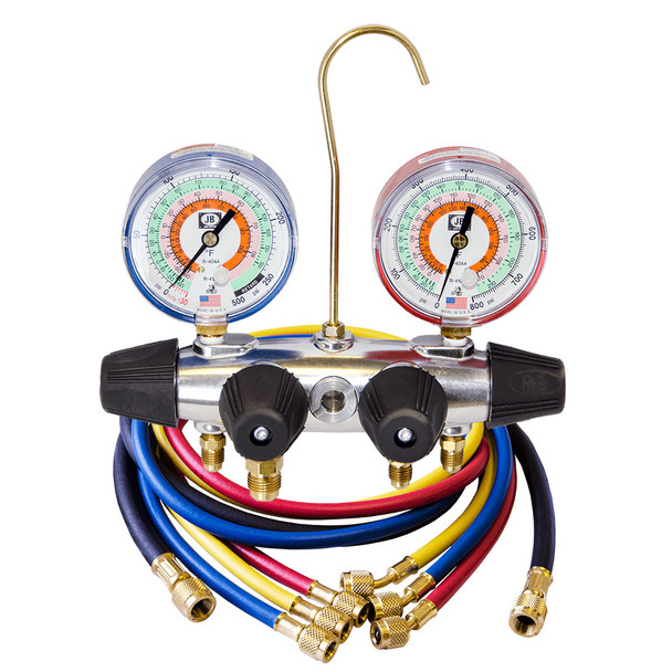 JB 25233 ZEPPELIN 4 Valve Forged Aluminum Manifold for R22, 410A, and R404A