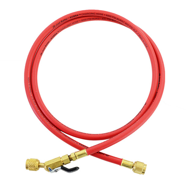 JB CLBV-60R KOBRA Gasket Seal Refrigerant Ball Valve Hose Red 60 Inch 1/4" x 1/4"