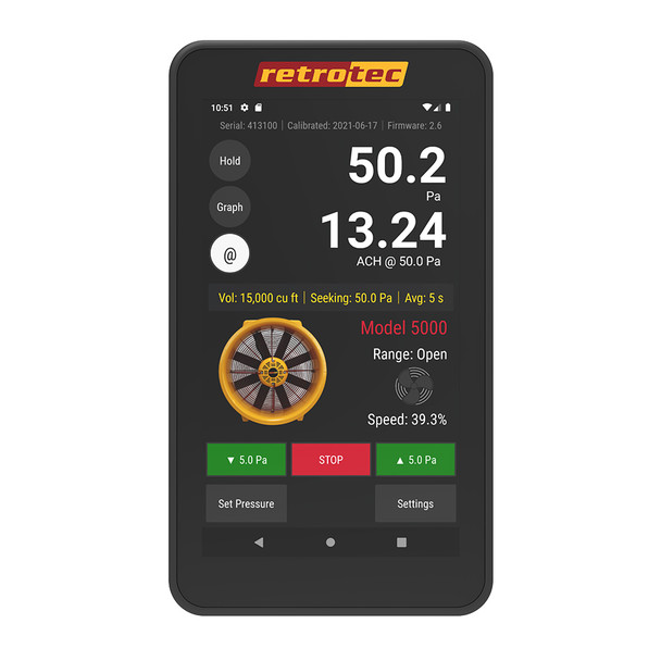Retrotec DM32X Digital Gauge for Blower Doors and Duct Testers front