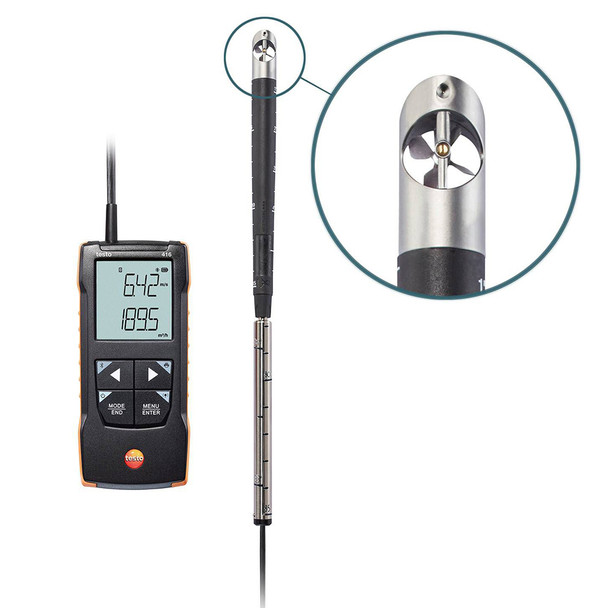 Testo 416 Digital .63 Inch Vane Anemometer with Smart App Connection