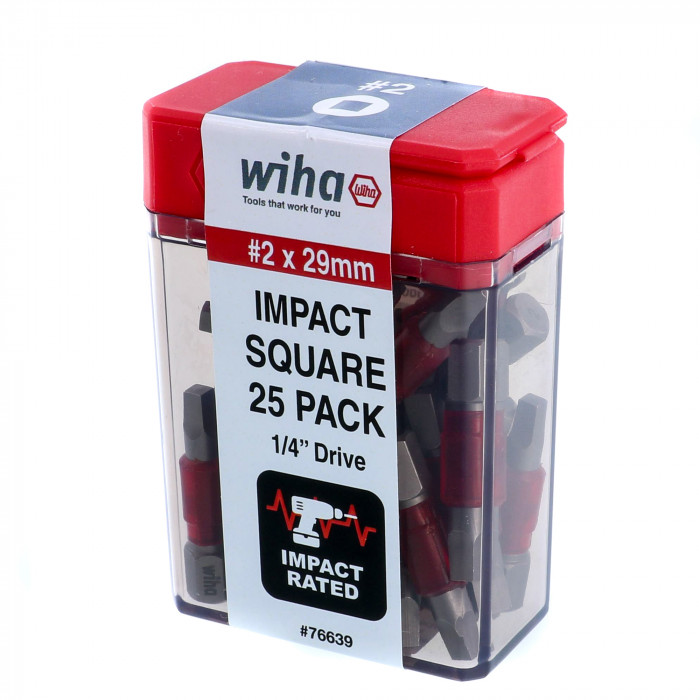 Wiha 76639 Impact Insert Bit Square #2 - 25 Piece