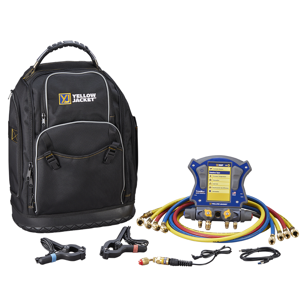 Yellow Jacket 40880 TITANMAX Digital Manifold Backpack Kit with 