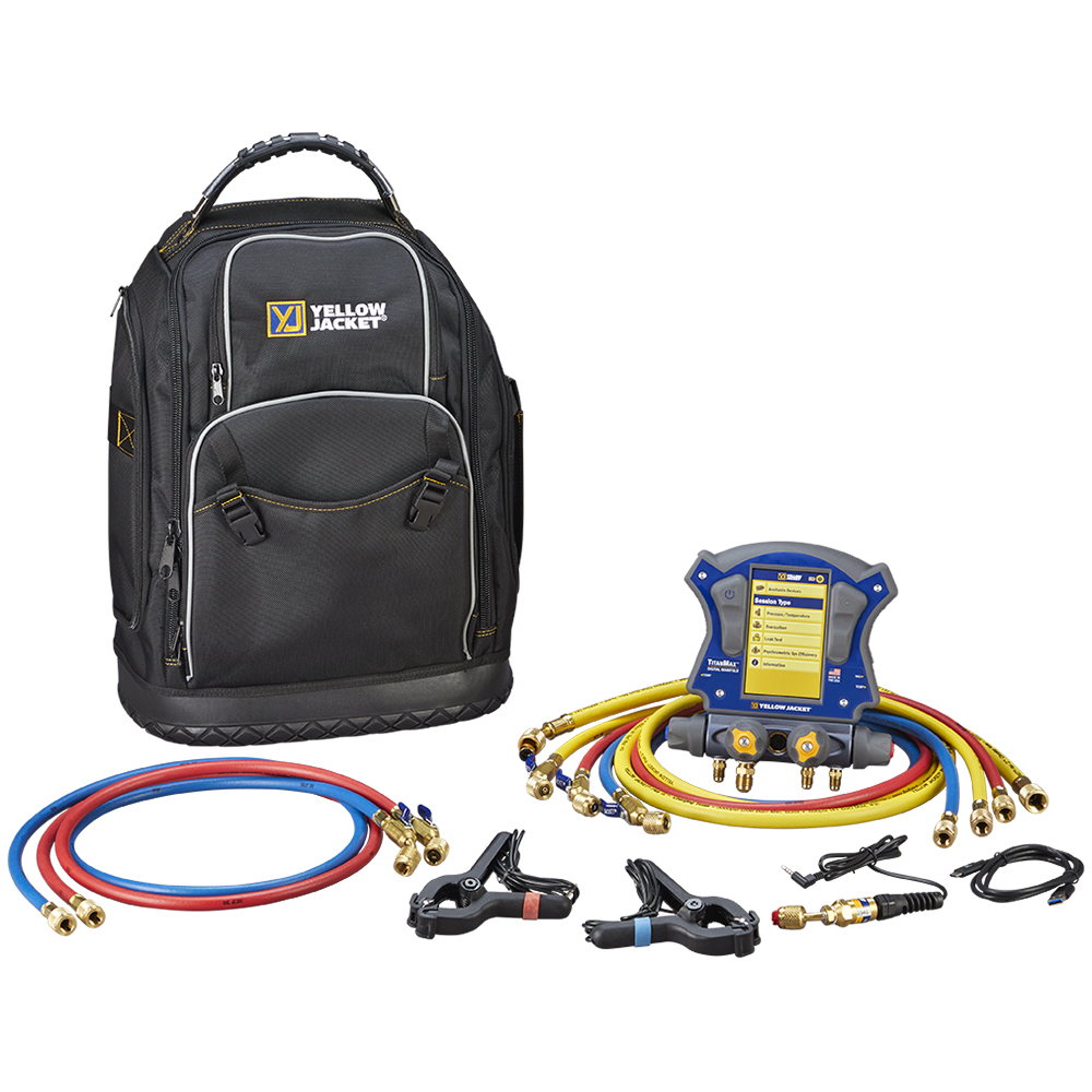 Yellow Jacket 40885 TITANMAX Digital Manifold Backpack Kit with 