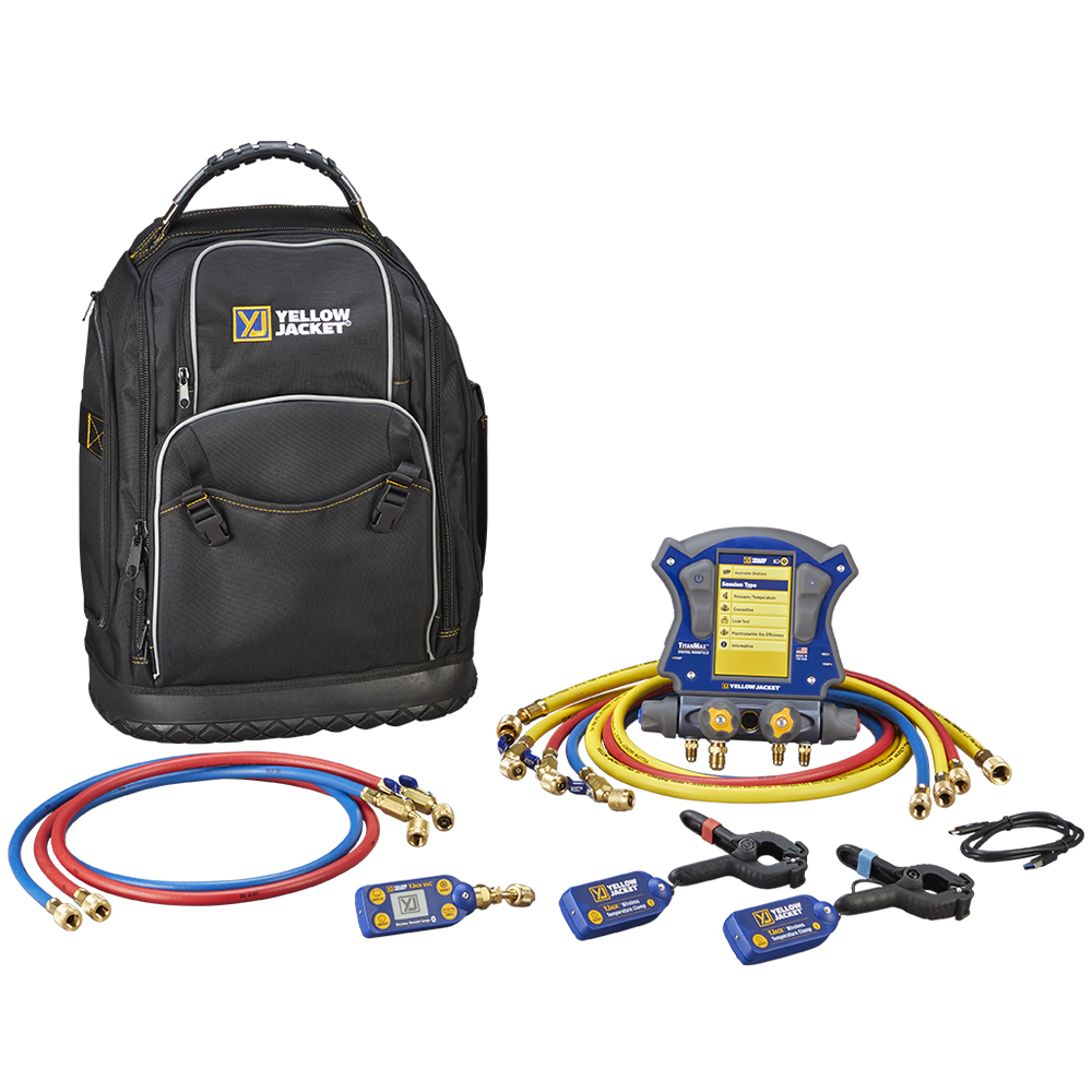 Yellow Jacket 40887 TITANMAX Digital Manifold Backpack Kit with 