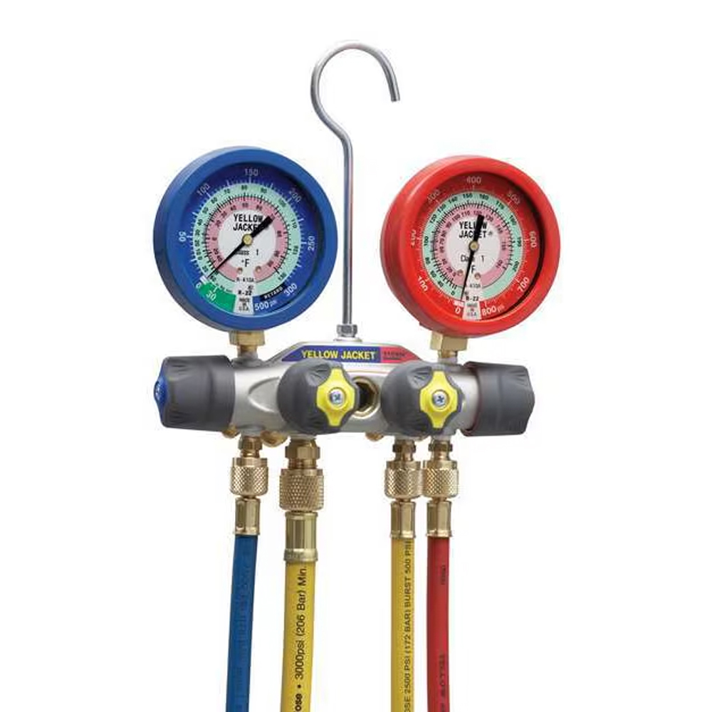 Yellow Jacket 49977 TITAN 4-Valve Test and Charging Manifold 3-1/8 