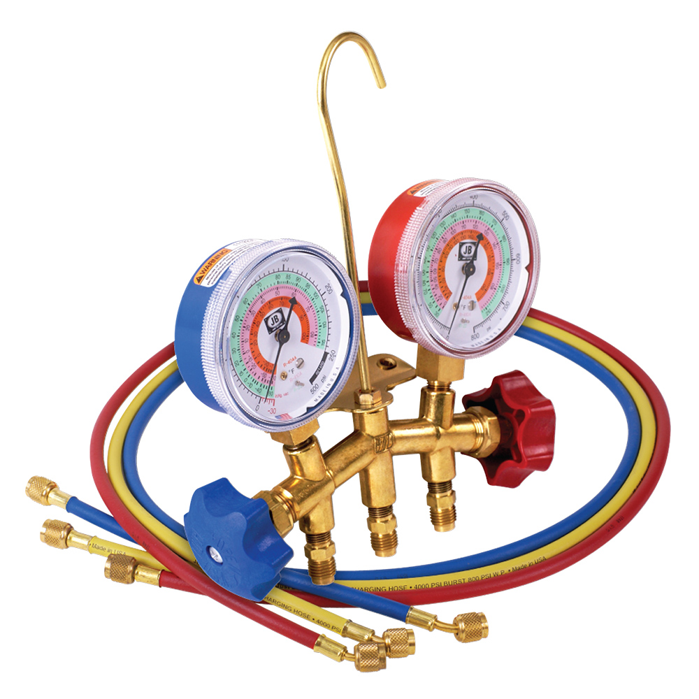 JB M2 Standard 2-Valve Classic Brass Manifold for R20,2 R404A, and