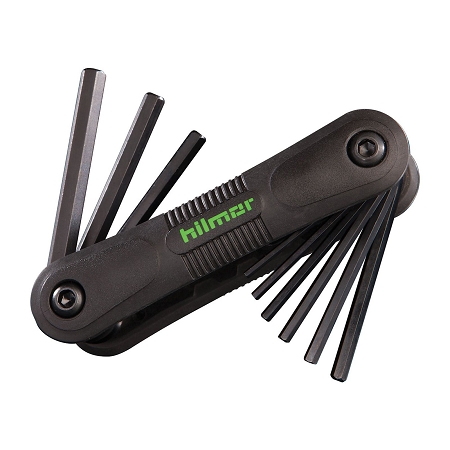 Hilmor 1839048 SAE Inch Folding Hex Key Set 9 Sizes (9/64