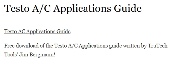 Testo A/C Applications Guide - TruTech Tools, Ltd.