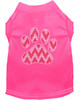 Candy Cane Chevron Paw Rhinestone Dog Shirt - Bright Pink