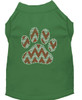 Candy Cane Chevron Paw Rhinestone Dog Shirt - Green