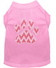 Candy Cane Chevron Paw Rhinestone Dog Shirt - Light Pink